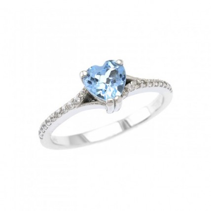 Δαχτυλίδι Λευκόχρυσο 14Κ BLUE TOPAZ (RI443 - RW216)